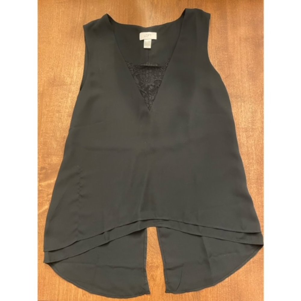 LOFT Factory Deep-V Neck Tank- black, size small